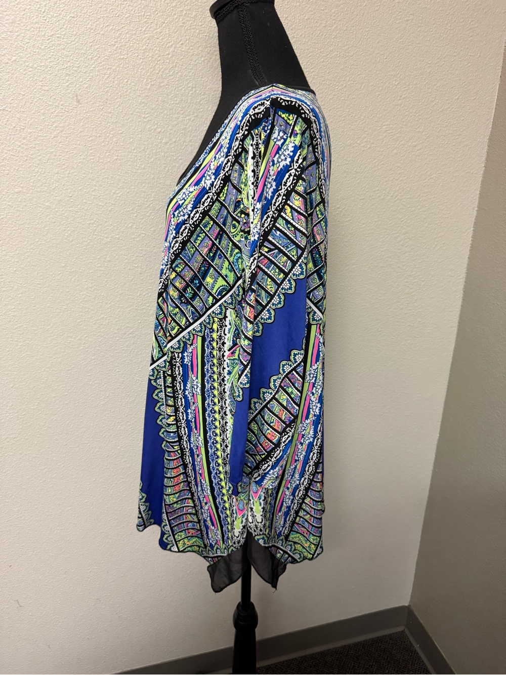 NYGARD Multicolor Boho Tunic Top Plus Large Handkerchief Hem Festival Chic - Picture 4 of 8